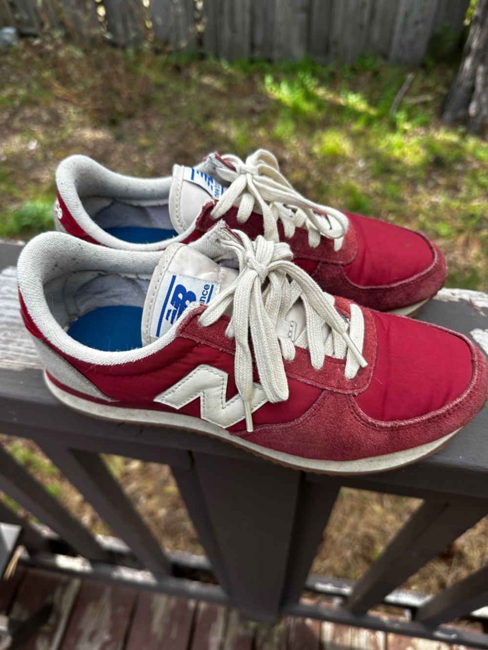 New Balance Red and White Retro Runner Sneakers